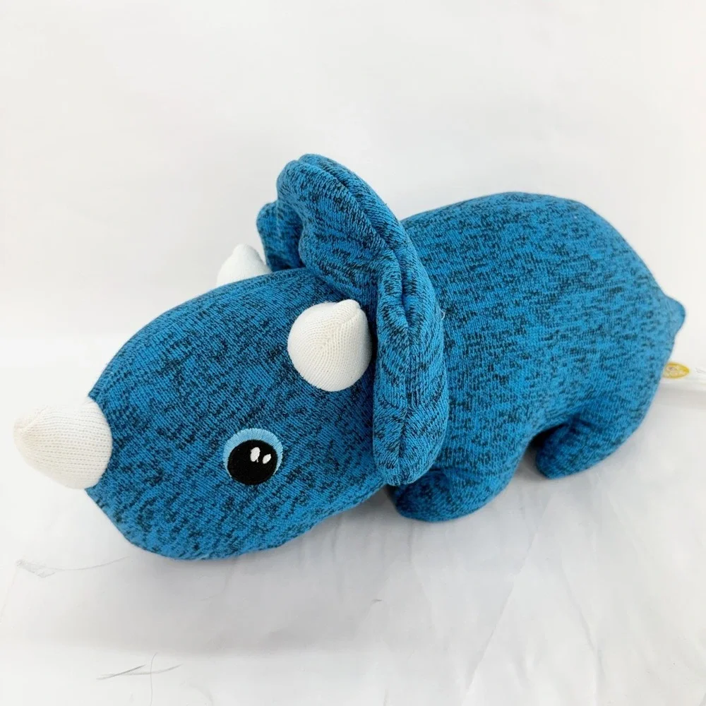 Blue Marl Knit Triceratops Dinosaur Plush Stuffed Animal Toy 15 Inch